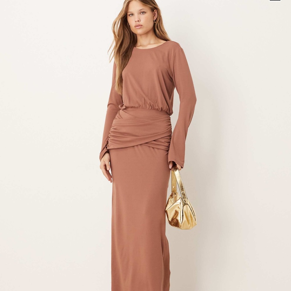 ASOS Rust-Tone Draped Waist Maxi Skirt
